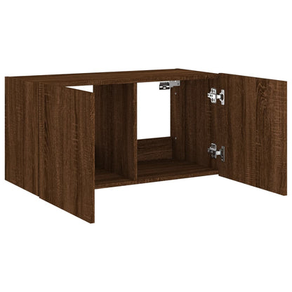 TV-Wandschrank mit LED-Leuchten Braun Eichen-Optik 80x35x41 cm - Pazzar.ch