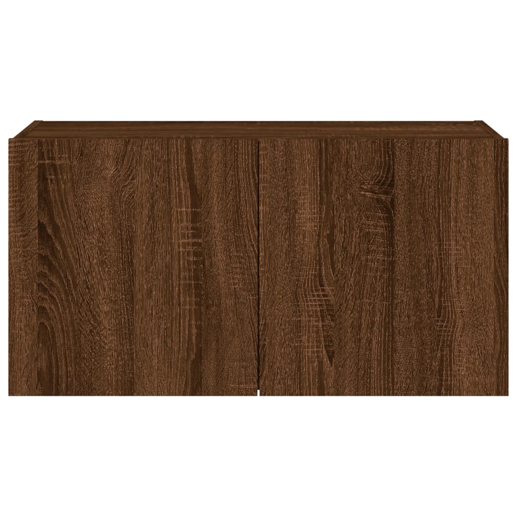 TV-Wandschrank mit LED-Leuchten Braun Eichen-Optik 80x35x41 cm - Pazzar.ch