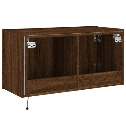 TV-Wandschrank mit LED-Leuchten Braun Eichen-Optik 80x35x41 cm - Pazzar.ch