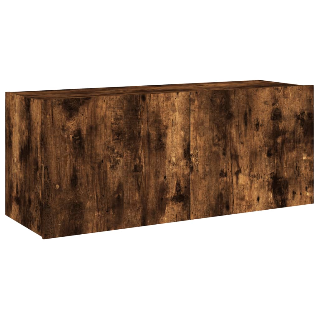TV-Wandschrank mit LED-Leuchten Räuchereiche 100x35x41 cm - Pazzar.ch