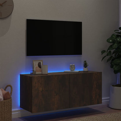 TV-Wandschrank mit LED-Leuchten Räuchereiche 100x35x41 cm - Pazzar.ch