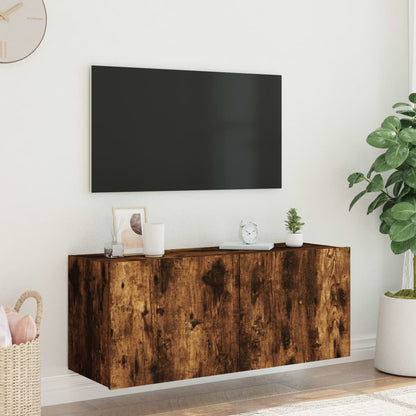 TV-Wandschrank mit LED-Leuchten Räuchereiche 100x35x41 cm - Pazzar.ch