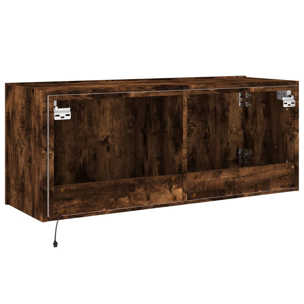 TV-Wandschrank mit LED-Leuchten Räuchereiche 100x35x41 cm - Pazzar.ch