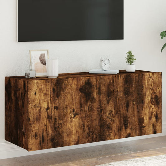 TV-Wandschrank mit LED-Leuchten Räuchereiche 100x35x41 cm - Pazzar.ch