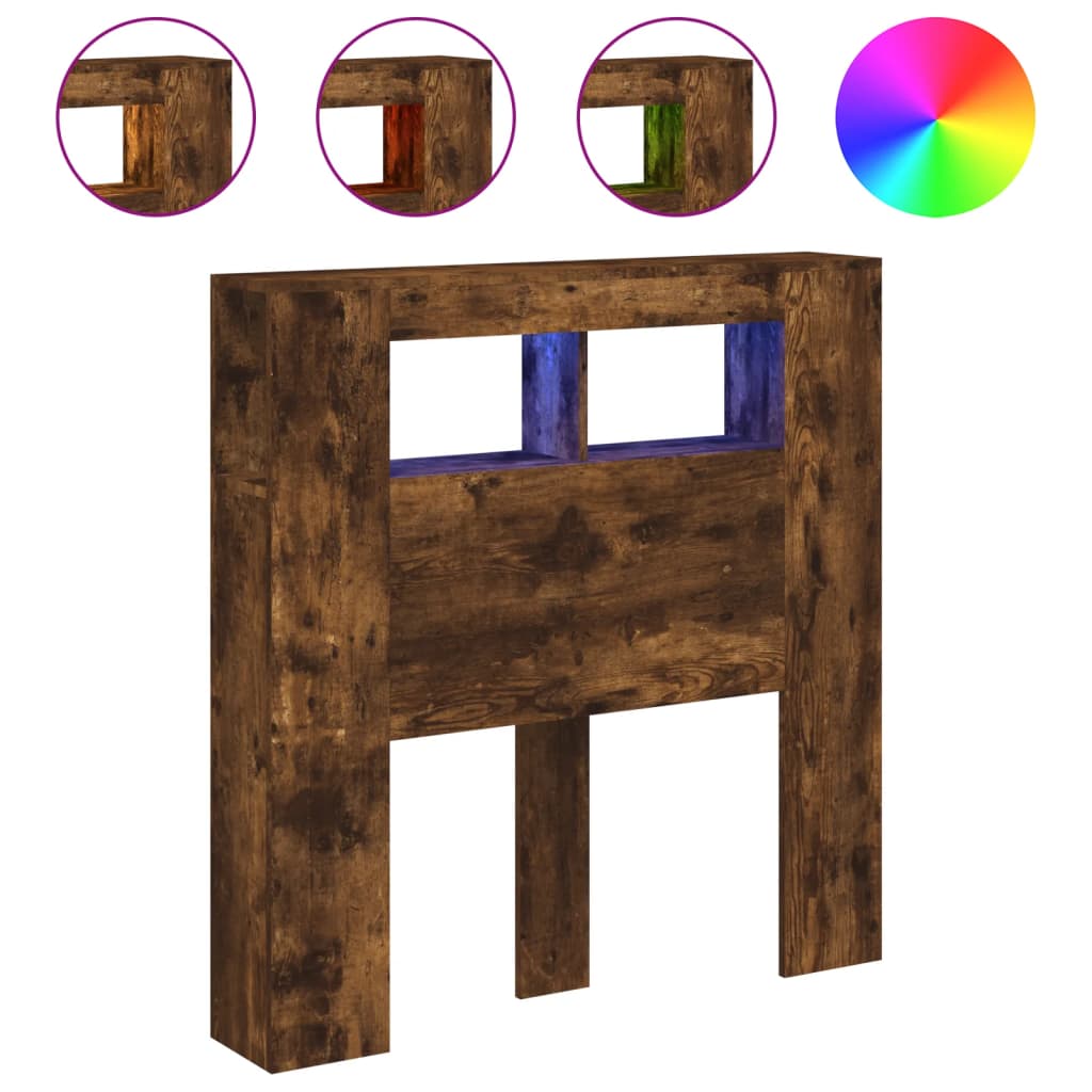 LED-Kopfteil Räuchereiche 100x18,5x103,5 cm Holzwerkstoff - Pazzar.ch