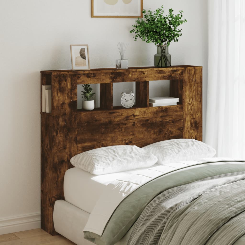 LED-Kopfteil Räuchereiche 120x18,5x103,5 cm Holzwerkstoff - Pazzar.ch