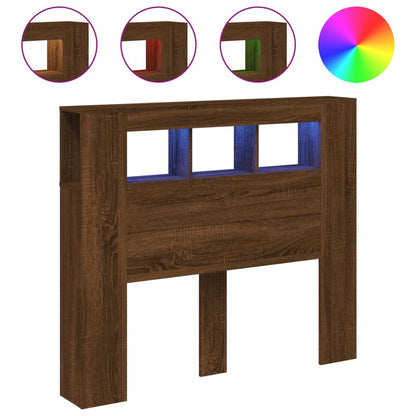 LED-Kopfteil Braun Eichen-Optik 120x18,5x103,5 cm Holzwerkstoff - Pazzar.ch