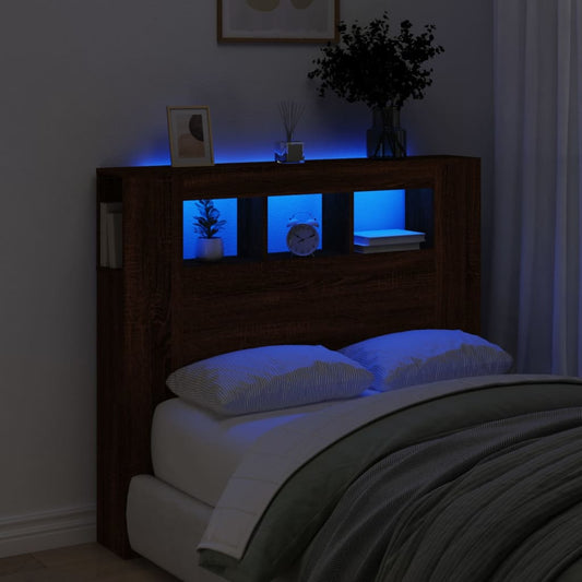 LED-Kopfteil Braun Eichen-Optik 120x18,5x103,5 cm Holzwerkstoff - Pazzar.ch