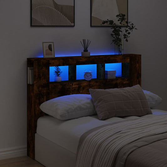 LED-Kopfteil Räuchereiche 140x18,5x103,5 cm Holzwerkstoff - Pazzar.ch