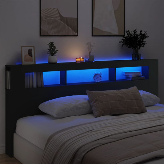 LED-Kopfteil Schwarz 220x18,5x103,5 cm Holzwerkstoff - Pazzar.ch