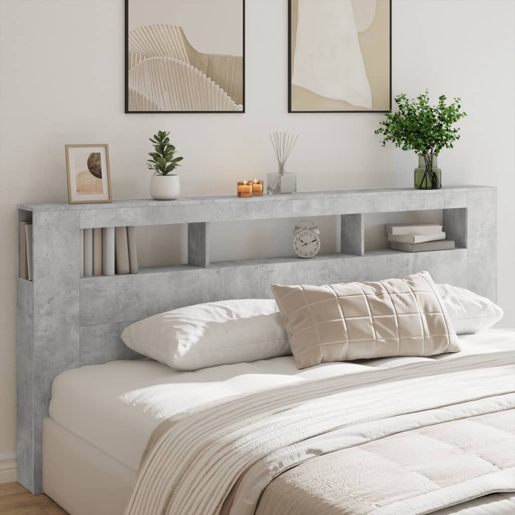 LED-Kopfteil Betongrau 220x18,5x103,5 cm Holzwerkstoff - Pazzar.ch