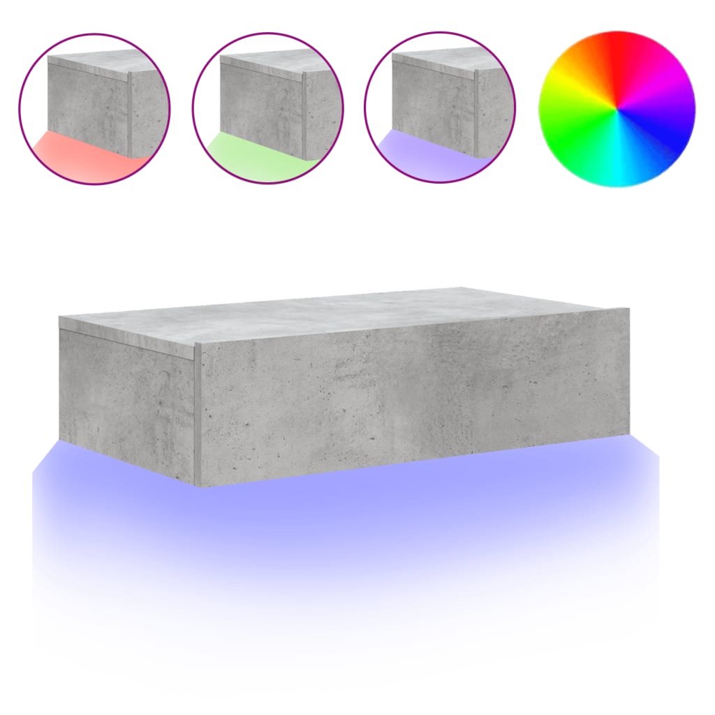 TV-Schrank mit LED-Leuchten Betongrau 60x35x15,5 cm - Pazzar.ch