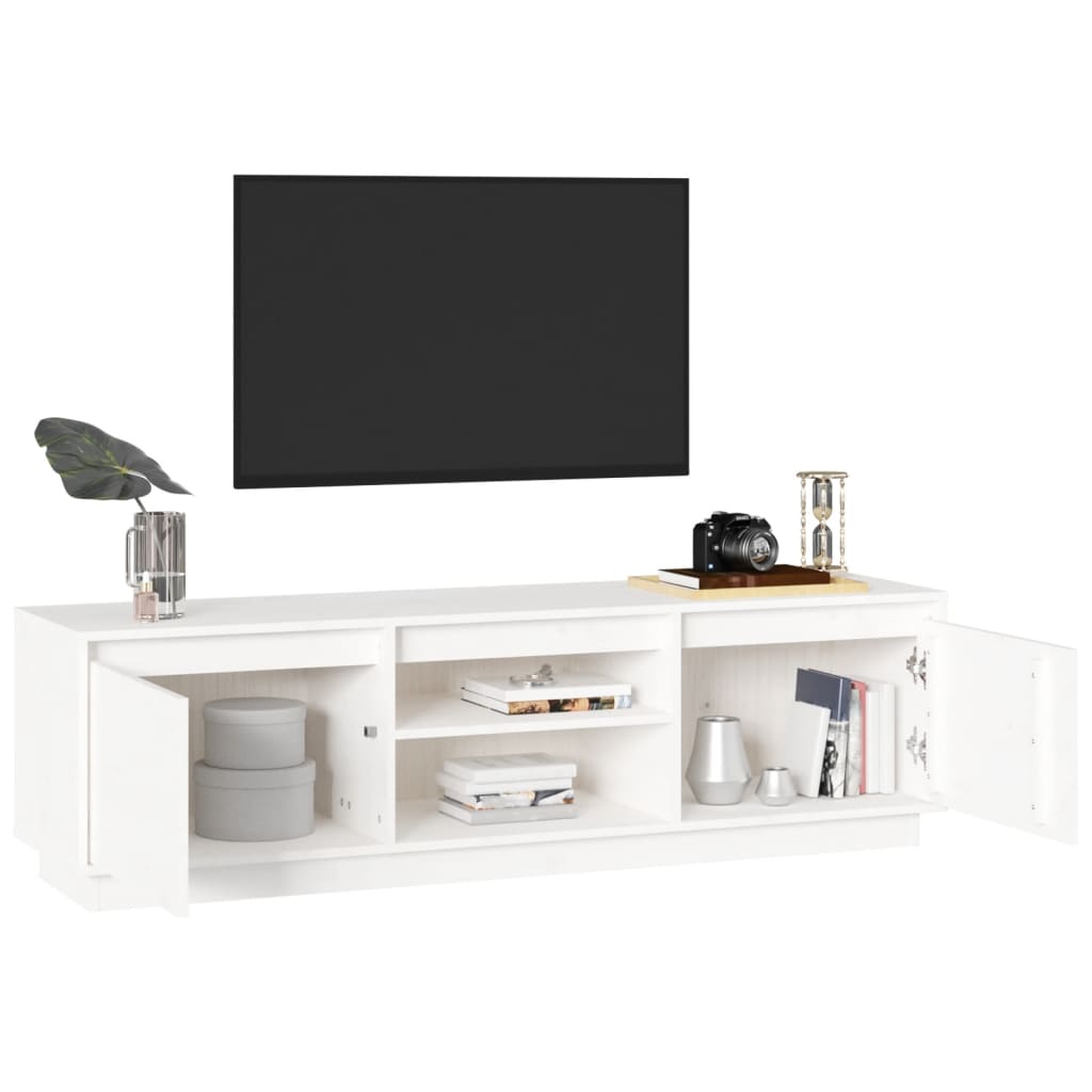 TV-Schrank Weiß 140x35x40 cm Massivholz Kiefer - Pazzar.ch