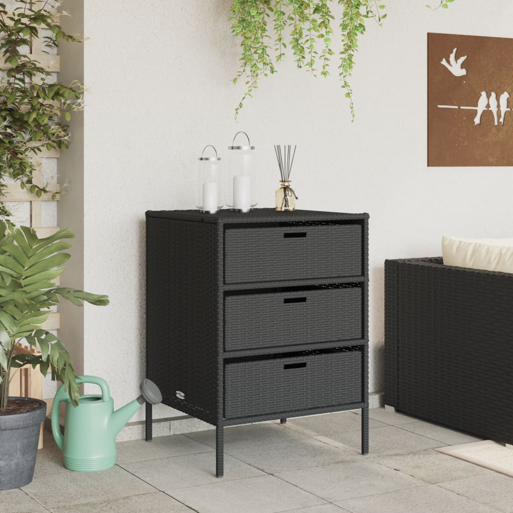 Gartenschrank Schwarz 55x59x80 cm Poly Rattan - Pazzar.ch