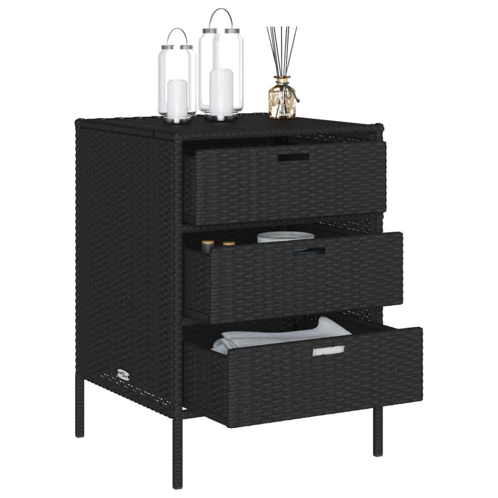 Gartenschrank Schwarz 55x59x80 cm Poly Rattan - Pazzar.ch