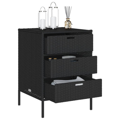 Gartenschrank Schwarz 55x59x80 cm Poly Rattan - Pazzar.ch