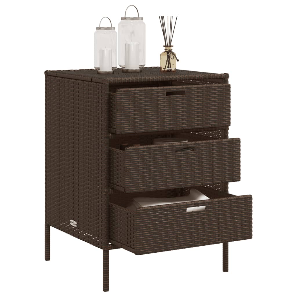 Gartenschrank Braun 55x59x80 cm Poly Rattan - Pazzar.ch