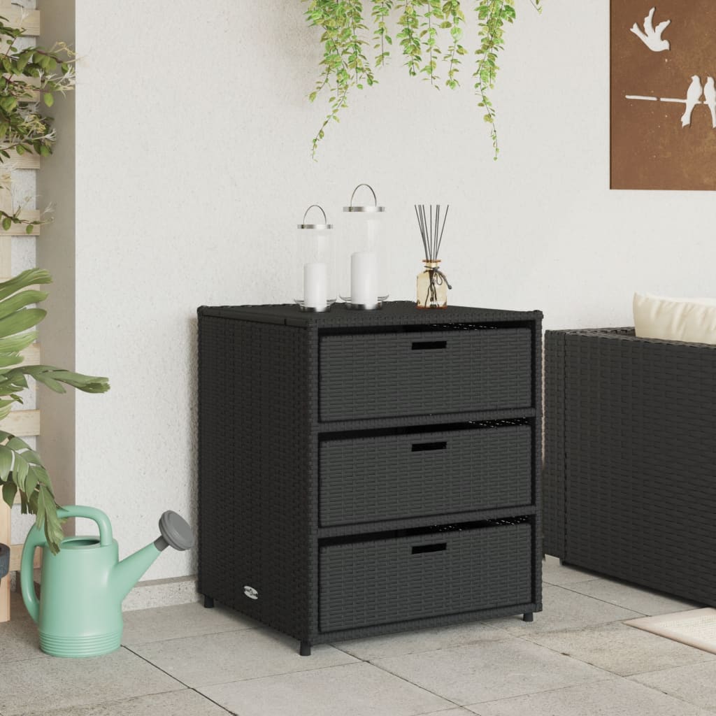 Gartenschrank Schwarz 55x59x69 cm Poly Rattan - Pazzar.ch