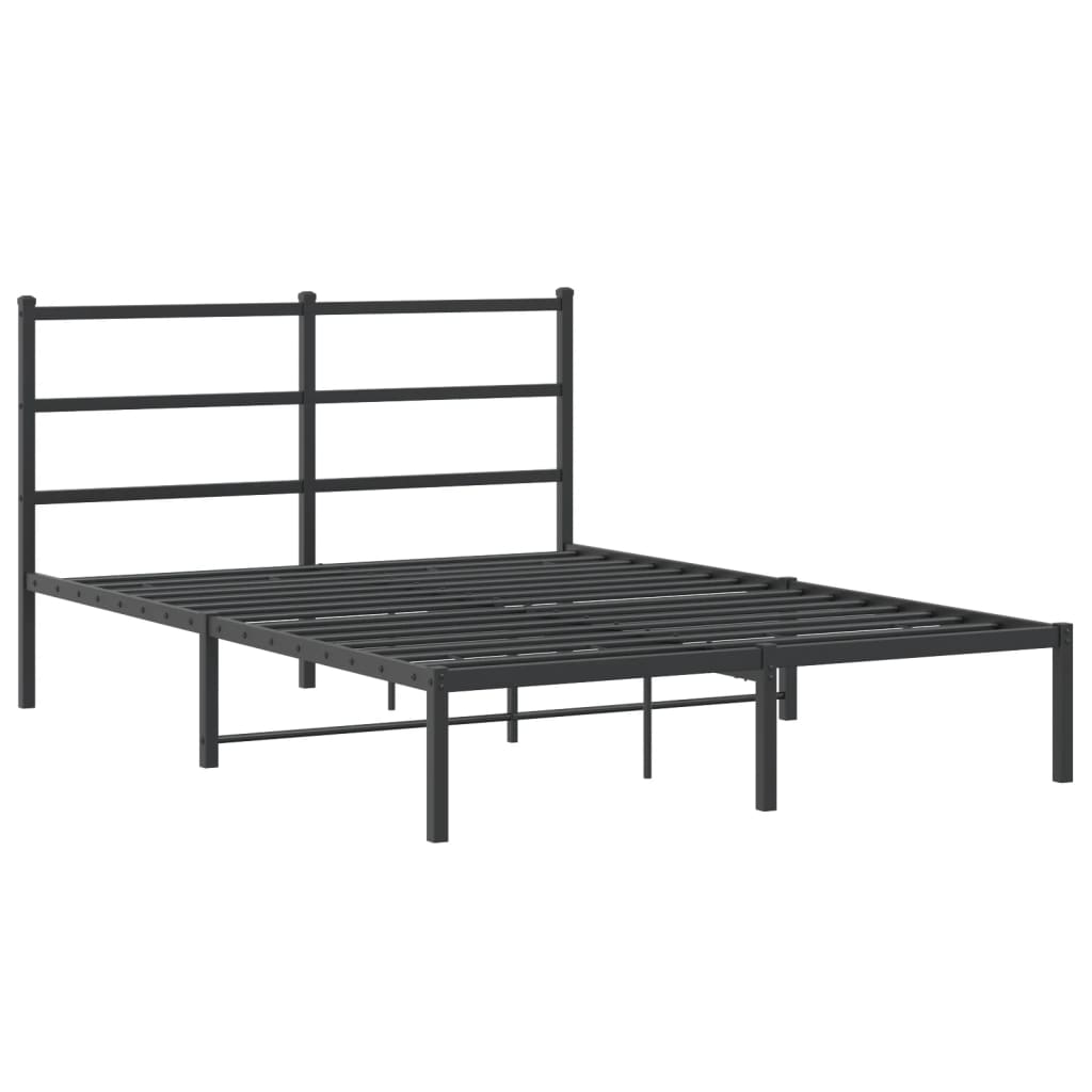 Bettgestell mit Kopfteil Metall Schwarz 135x190 cm - Pazzar.ch