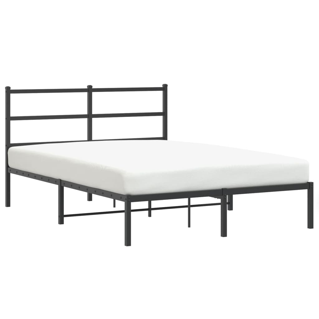 Bettgestell mit Kopfteil Metall Schwarz 135x190 cm - Pazzar.ch
