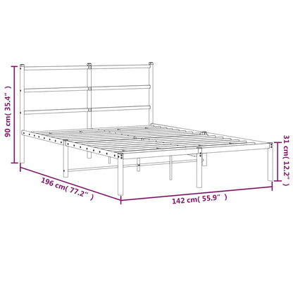 Bettgestell mit Kopfteil Metall Schwarz 135x190 cm - Pazzar.ch