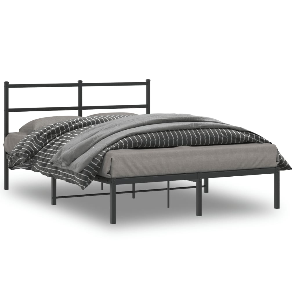 Bettgestell mit Kopfteil Metall Schwarz 135x190 cm - Pazzar.ch