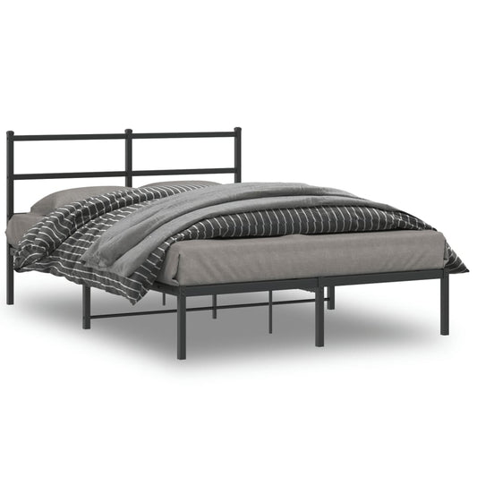 Bettgestell mit Kopfteil Metall Schwarz 135x190 cm - Pazzar.ch