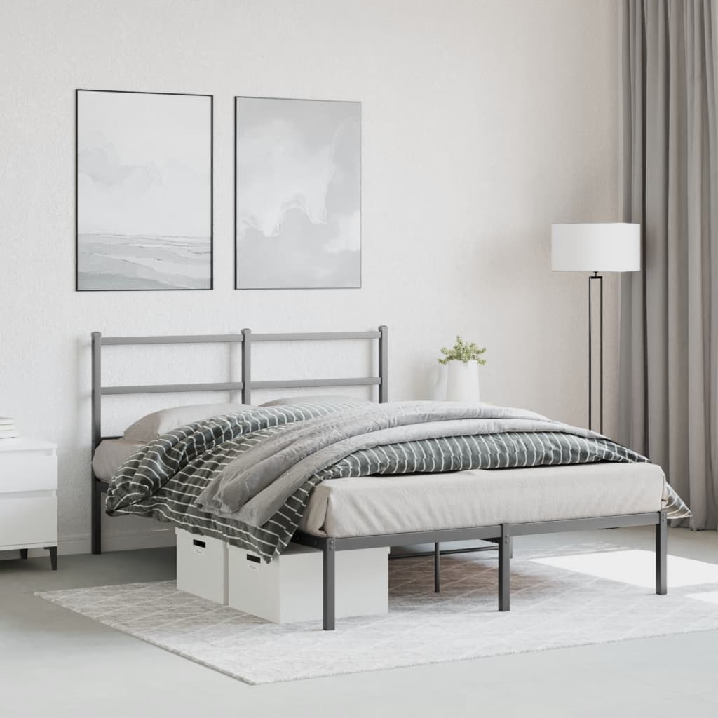 Bettgestell mit Kopfteil Metall Schwarz 140x190 cm - Pazzar.ch