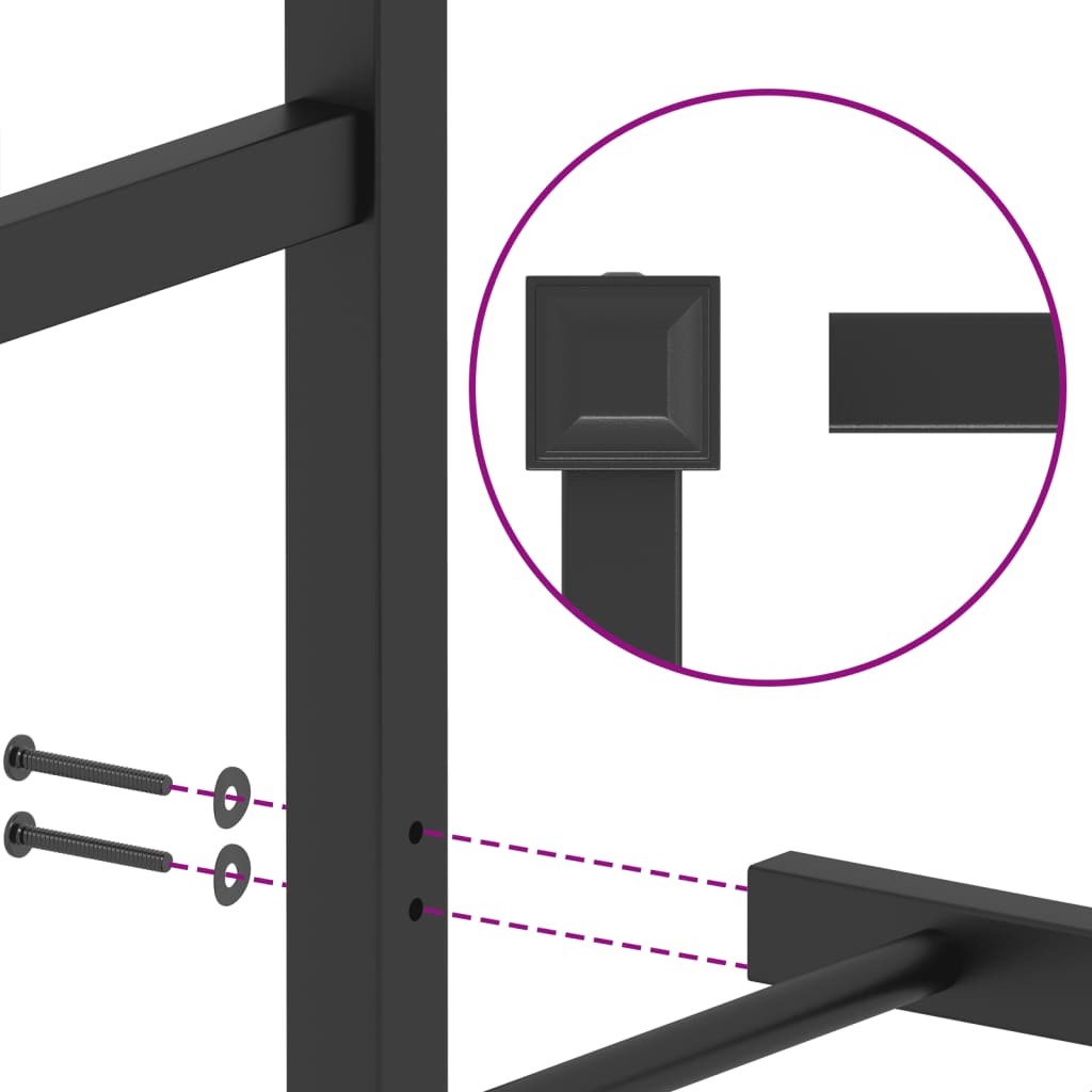 Bettgestell mit Kopfteil Metall Schwarz 140x190 cm - Pazzar.ch