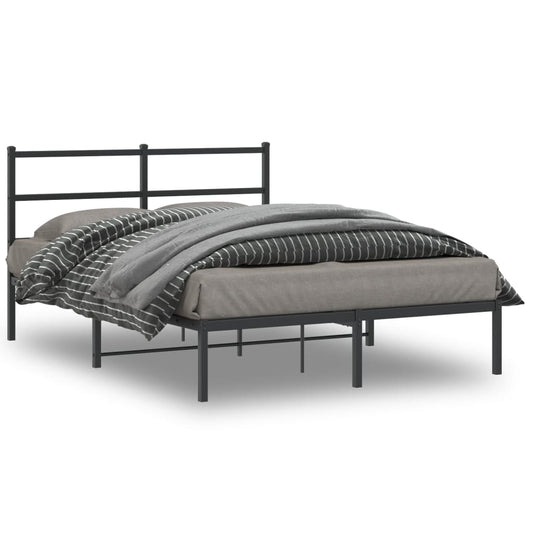 Bettgestell mit Kopfteil Metall Schwarz 140x190 cm - Pazzar.ch