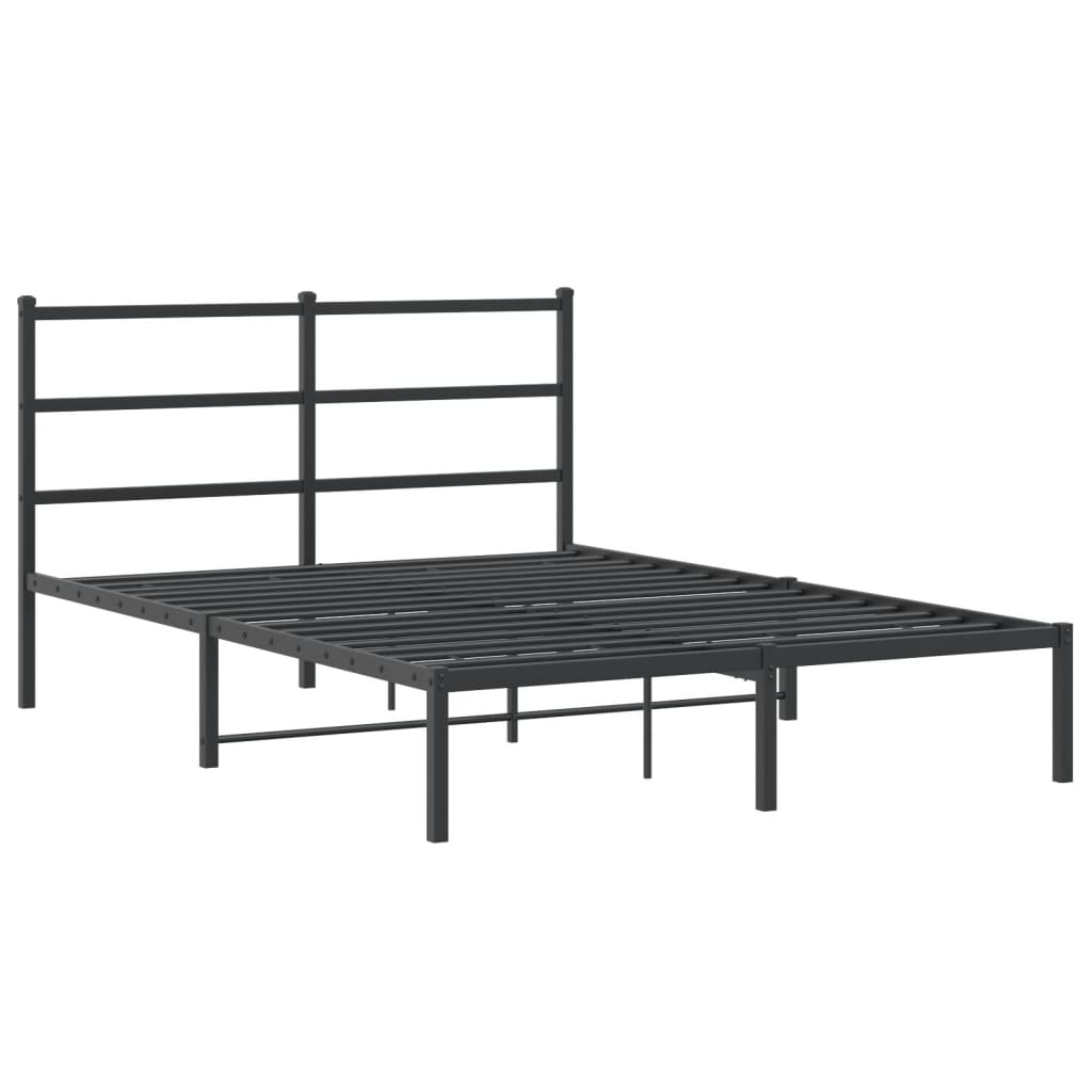 Bettgestell mit Kopfteil Metall Schwarz 140x200 cm - Pazzar.ch