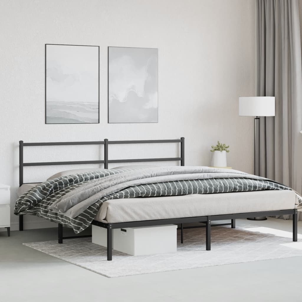 Bettgestell mit Kopfteil Metall Schwarz 183x213 cm - Pazzar.ch