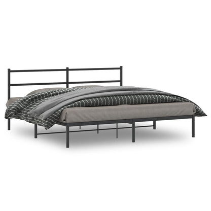 Bettgestell mit Kopfteil Metall Schwarz 183x213 cm - Pazzar.ch