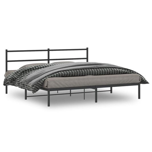 Bettgestell mit Kopfteil Metall Schwarz 183x213 cm - Pazzar.ch