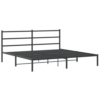 Bettgestell mit Kopfteil Metall Schwarz 193x203 cm - Pazzar.ch