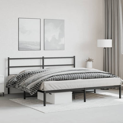 Bettgestell mit Kopfteil Metall Schwarz 193x203 cm - Pazzar.ch