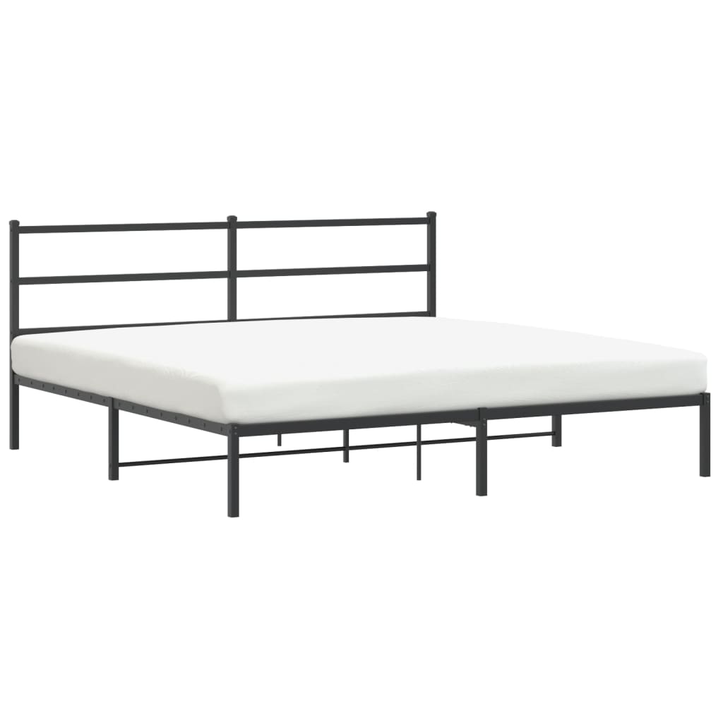Bettgestell mit Kopfteil Metall Schwarz 193x203 cm - Pazzar.ch