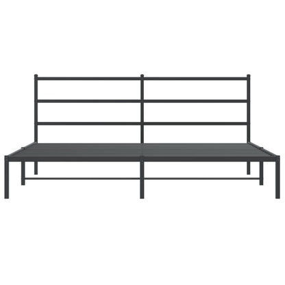 Bettgestell mit Kopfteil Metall Schwarz 193x203 cm - Pazzar.ch