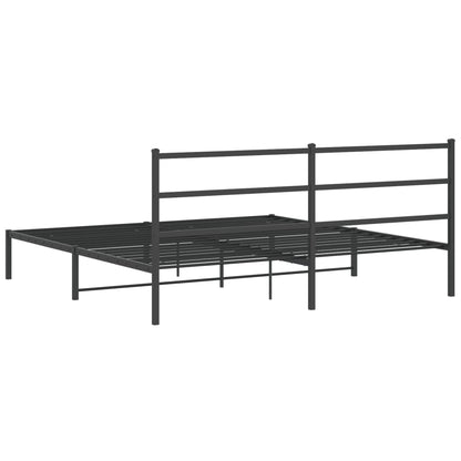 Bettgestell mit Kopfteil Metall Schwarz 193x203 cm - Pazzar.ch
