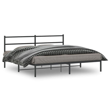 Bettgestell mit Kopfteil Metall Schwarz 193x203 cm - Pazzar.ch