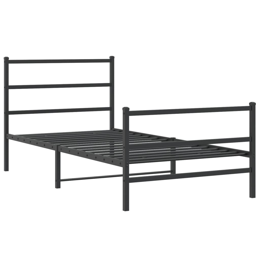 Bettgestell mit Kopf- und Fußteil Metall Schwarz 100x190 cm - Pazzar.ch