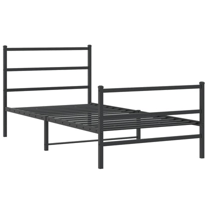 Bettgestell mit Kopf- und Fußteil Metall Schwarz 100x190 cm - Pazzar.ch