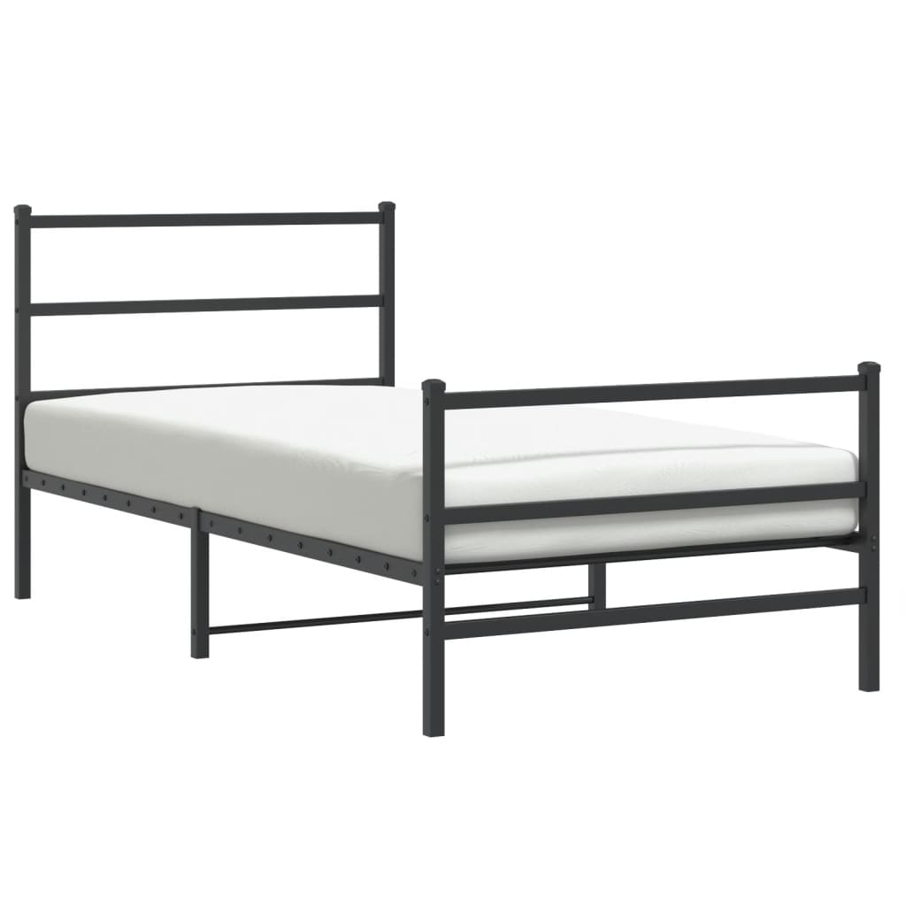 Bettgestell mit Kopf- und Fußteil Metall Schwarz 100x190 cm - Pazzar.ch