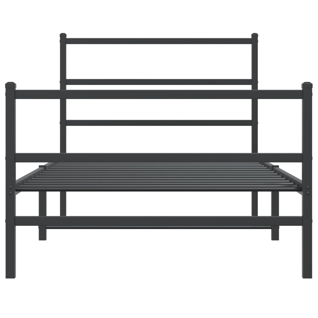 Bettgestell mit Kopf- und Fußteil Metall Schwarz 100x190 cm - Pazzar.ch