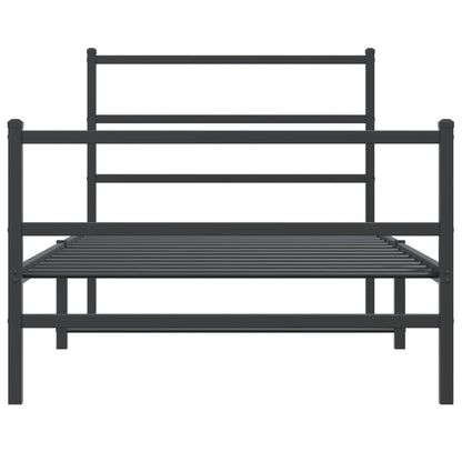 Bettgestell mit Kopf- und Fußteil Metall Schwarz 100x190 cm - Pazzar.ch