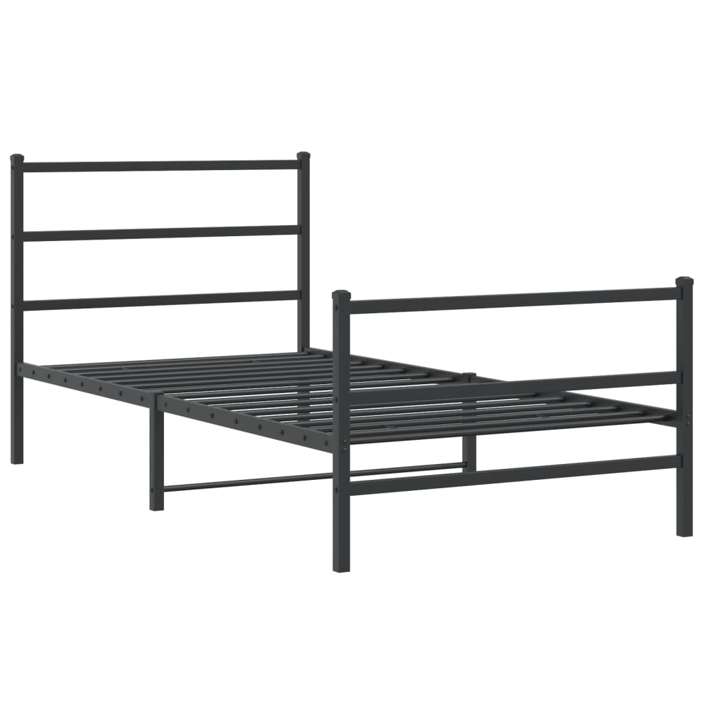 Bettgestell mit Kopf- und Fußteil Metall Schwarz 107x203 cm - Pazzar.ch