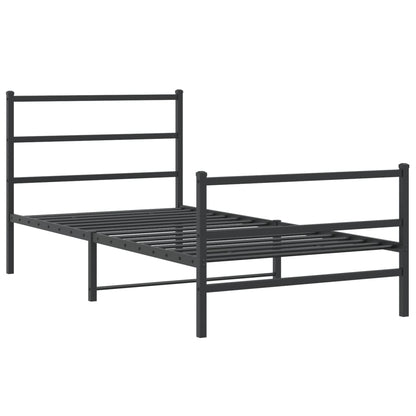 Bettgestell mit Kopf- und Fußteil Metall Schwarz 107x203 cm - Pazzar.ch