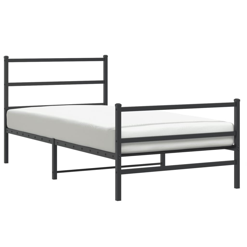 Bettgestell mit Kopf- und Fußteil Metall Schwarz 107x203 cm - Pazzar.ch