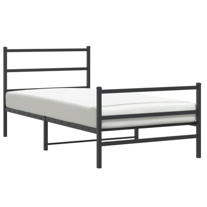 Bettgestell mit Kopf- und Fußteil Metall Schwarz 107x203 cm - Pazzar.ch