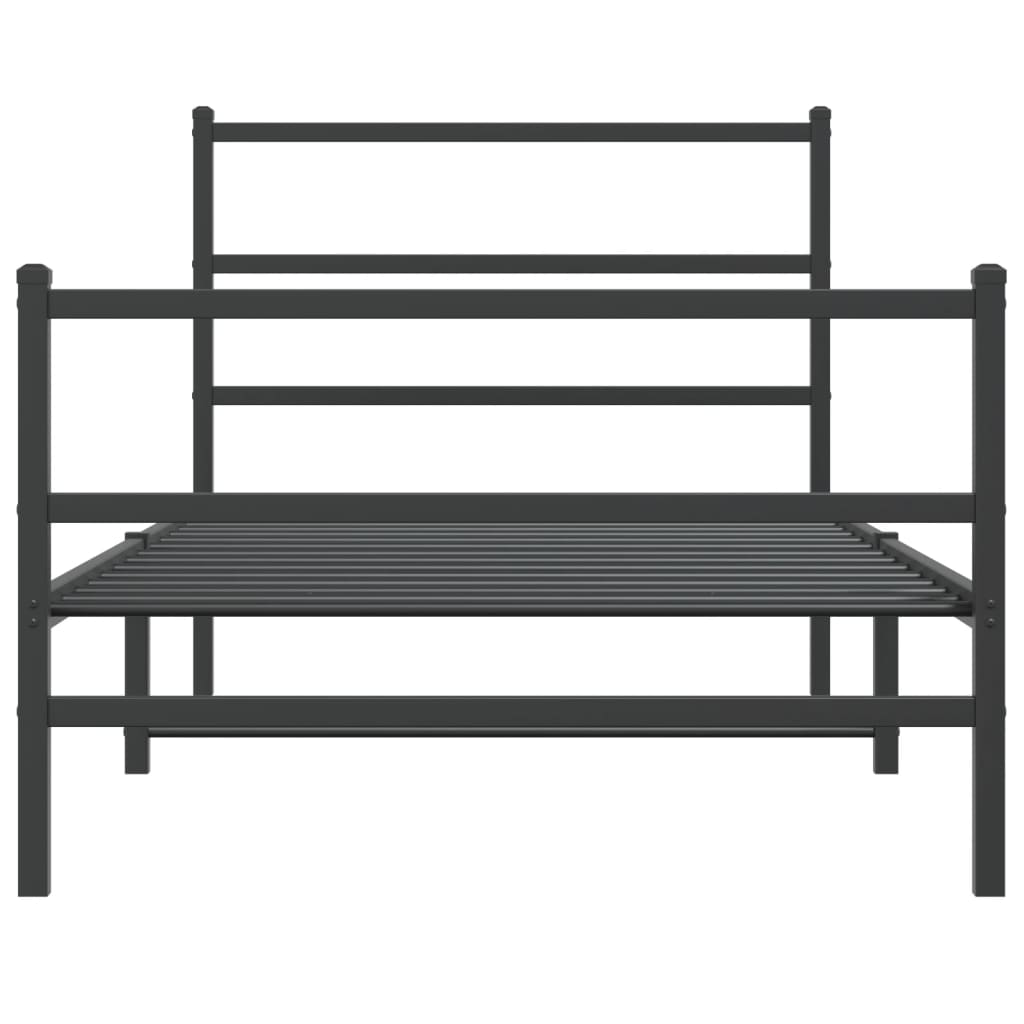 Bettgestell mit Kopf- und Fußteil Metall Schwarz 107x203 cm